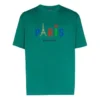 Tricou bărbătesc Balenciaga Paris Love, croi normal, cu imprimeu, mânecă scurtă, verde 594579TGV433640