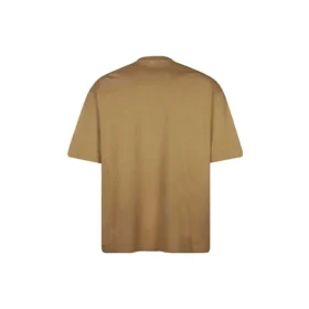 Tricou bărbătesc Balenciaga SS21, cu guler rotund larg, logo brodat cu litere și mâneci scurte, de culoare kaki 612966TJV879504