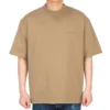 Tricou bărbătesc Balenciaga SS21, cu guler rotund larg, logo brodat cu litere și mâneci scurte, de culoare kaki 612966TJV879504