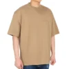 Tricou bărbătesc Balenciaga SS21, cu guler rotund larg, logo brodat cu litere și mâneci scurte, de culoare kaki 612966TJV879504