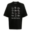 Tricou casual pentru bărbați Balenciaga SS21 cu imprimeu, mânecă scurtă, mărime mare, negru 641614TJV801070