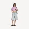 Tricou cropped pentru femei cu 520 de autocolante, în roz vechi/alb