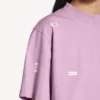 Tricou cropped pentru femei cu 520 de autocolante, în roz vechi/alb