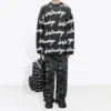 Tricou cu guler rotund din bumbac tricotat 3D Scribble „Black” 625985T31801070