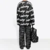 Tricou cu guler rotund din bumbac tricotat 3D Scribble „Black” 625985T31801070