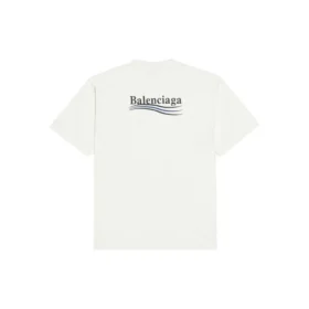 Tricou cu guler rotund și broderie pentru Political Campaign, croială largă „Alb” 641655TKVJ19084