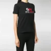 Tricou cu guler rotund și imprimeu cu logo, negru 612964TIVD51000