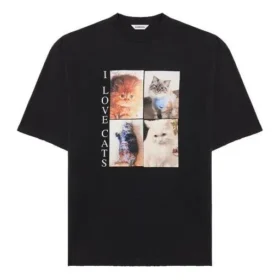 Tricou cu guler rotund și imprimeu, negru 641532TJVG81000