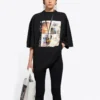 Tricou cu guler rotund și imprimeu, negru 641532TJVG81000