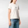 Tricou cu guler rotund și logo, gri/alb 612964TJVD99054
