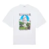 Tricou cu guler rotund și mâneci scurte, cu imprimeu alfabetic Sacr Cur, alb 641532TJVH69000