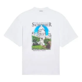 Tricou cu guler rotund și mâneci scurte, cu imprimeu alfabetic Sacr Cur, alb 641532TJVH69000 Tricou cu guler rotund și mâneci scurte, cu imprimeu alfabetic Sacr Cur, alb 641532TJVH69000