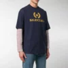 Tricou cu guler rotund și mâneci scurte pentru bărbați, cu logo Balenciaga, albastru marin 535622TAV044128