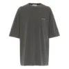 Tricou cu guler rotund, imprimeu, logo mic, mânecă scurtă, gri 556104TYK281055