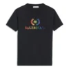 Tricou cu guler rotund, mâneci scurte, logo cu gradient curcubeu, negru 570814TEV531000