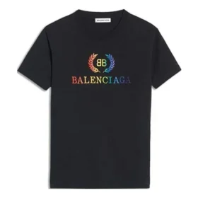 Tricou cu guler rotund, mâneci scurte, logo cu gradient curcubeu, negru 570814TEV531000 Tricou cu guler rotund, mâneci scurte, logo cu gradient curcubeu, negru 570814TEV531000