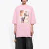 Tricou cu imprimeu, guler rotund și mâneci scurte, roz 641532TJVG85630