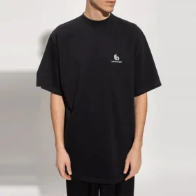 Tricou cu logo B în stil sportiv, croială largă „Black” 681045TLVN11070