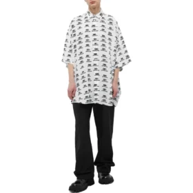 Tricou cu logo BB supradimensionat „White Black” 725382TNL889040
