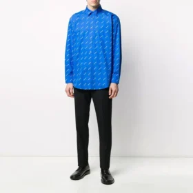 Tricou cu logo pe toată suprafața „Albastru-Alb” 534333TBL967560