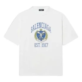 Tricou cu logo Varsity, croială medie „Alb” 612966TLV891375