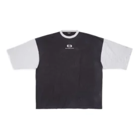Tricou cu mânecă 3/4 și logo „Washed Black Heather Grey” 699190TMVC81208