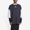 Tricou cu mânecă 3/4 și logo „Washed Black Heather Grey” 699190TMVC81208
