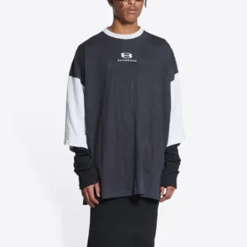Tricou cu mânecă 3/4 și logo „Washed Black Heather Grey” 699190TMVC81208