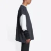 Tricou cu mânecă 3/4 și logo „Washed Black Heather Grey” 699190TMVC81208