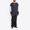 Tricou cu mânecă 3/4 și logo „Washed Black Heather Grey” 699190TMVC81208