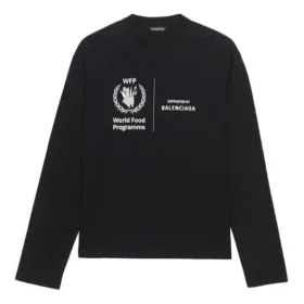 Tricou cu mânecă lungă Balenciaga x WFP, croială medie „Black” 612967THV841000