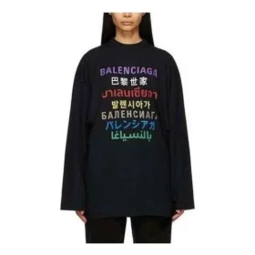 Tricou cu mânecă lungă și logo Languages „Black Multicolor” 641667TJVI32771 Tricou cu mânecă lungă și logo Languages „Black Multicolor” 641667TJVI32771