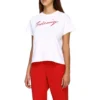 Tricou cu mânecă scurtă, alb, cu logo alfabetic distinctiv 583217TFV639783
