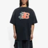 Tricou cu mânecă scurtă Balenciaga SS21 Flame Retro pentru bărbați, negru, 656978TKV701076