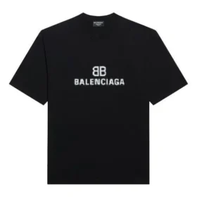 Tricou cu mânecă scurtă, croi larg, cu logo BB în stil mozaic și litere, negru 612965TKVI71070 Tricou cu mânecă scurtă, croi larg, cu logo BB în stil mozaic și litere, negru 612965TKVI71070