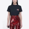 Tricou cu mânecă scurtă, croială slim, retro, cu logo imprimat uniform, negru 612964TIV791000