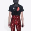 Tricou cu mânecă scurtă, croială slim, retro, cu logo imprimat uniform, negru 612964TIV791000