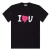 Tricou cu mânecă scurtă și imprimeu „I Love U”, negru 612965TJVL51070