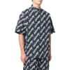 Tricou cu mânecă scurtă și imprimeu scribble pe toată suprafața „Albastru închis Alb” 681702TLLJ48502