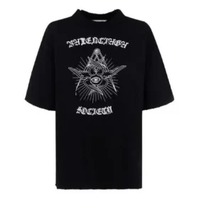 Tricou cu mânecă scurtă și slogan imprimat, negru 641532TJV781000 Tricou cu mânecă scurtă și slogan imprimat, negru 641532TJV781000