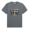 Tricou cu mânecă scurtă, imprimeu cu portretul formației și logo, stil retro, gri 612965TIV471404