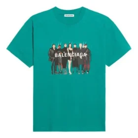 Tricou cu mânecă scurtă, imprimeu retro cu logo pe piept, verde 612965TIV473640 Tricou cu mânecă scurtă, imprimeu retro cu logo pe piept, verde 612965TIV473640