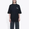 Tricou cu mânecă scurtă, larg, negru, cu imprimeu logo 641655TIV521070