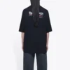 Tricou cu mânecă scurtă, larg, negru, cu imprimeu logo 641655TIV521070