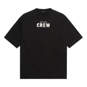 Tricou cu mânecă scurtă pentru bărbați Balenciaga Crew cu imprimeu alfabetic, negru 620969TIV741070 Tricou cu mânecă scurtă pentru bărbați Balenciaga Crew cu imprimeu alfabetic, negru 620969TIV741070