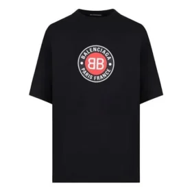 Tricou cu mânecă scurtă pentru bărbați Balenciaga cu imprimeu BLogo, negru 612966TJVD61000 Tricou cu mânecă scurtă pentru bărbați Balenciaga cu imprimeu BLogo, negru 612966TJVD61000