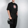 Tricou cu mânecă scurtă pentru bărbați Balenciaga cu imprimeu BLogo, negru 612966TJVD61000