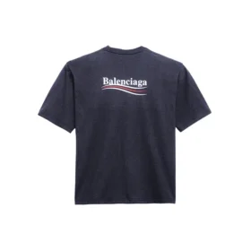 Tricou cu mânecă scurtă pentru bărbați Balenciaga, cu imprimeu de Political Campaign, albastru marin 570803TAV444128 Tricou cu mânecă scurtă pentru bărbați Balenciaga, cu imprimeu de Political Campaign, albastru marin 570803TAV444128