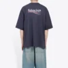 Tricou cu mânecă scurtă pentru bărbați Balenciaga, cu imprimeu de Political Campaign, albastru marin 570803TAV444128