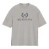 Tricou cu mânecă scurtă pentru bărbați Balenciaga cu imprimeu logo BB, gri 544271TCV251300